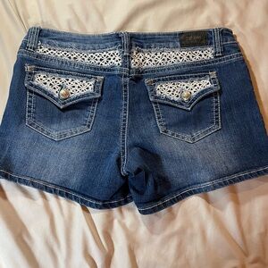ZCO Women's Blue‎ Denim Shorts with Lace Detail, Size 15